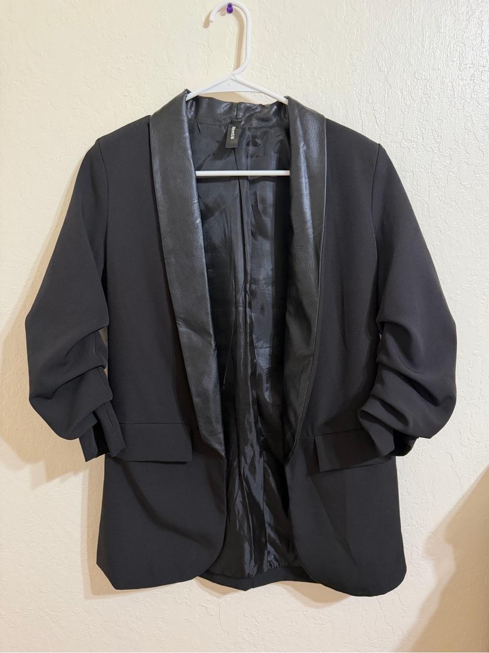 Black Blazer with Faux Leather Lining SEE DESC